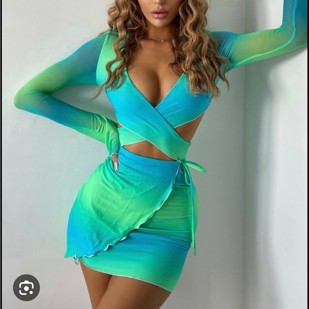 Tiger Mist Green and Blue Dress
